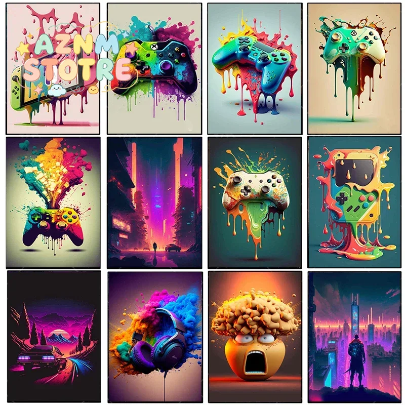 Gaming Esports Esports - Vintage Canvas Painting Colorful Punk Neon