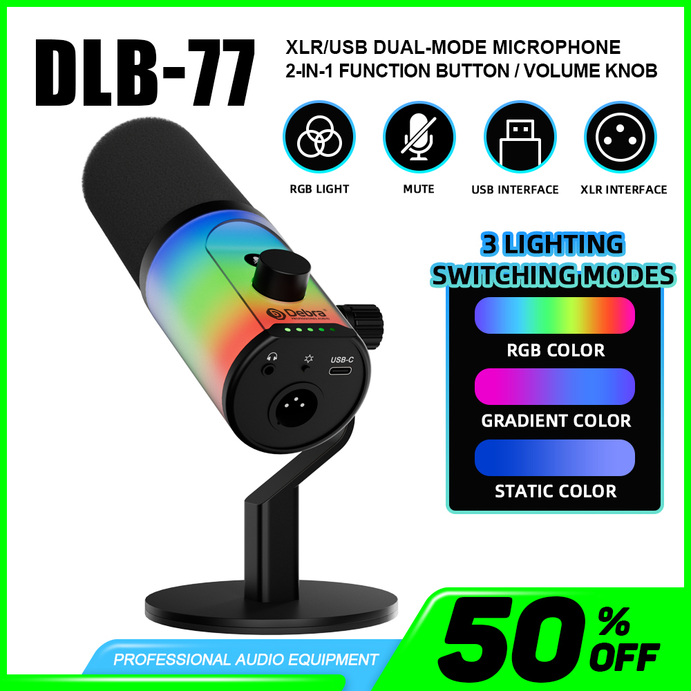 Streaming Mic Condenser - Professional USB XLR Dynamic Microphone with